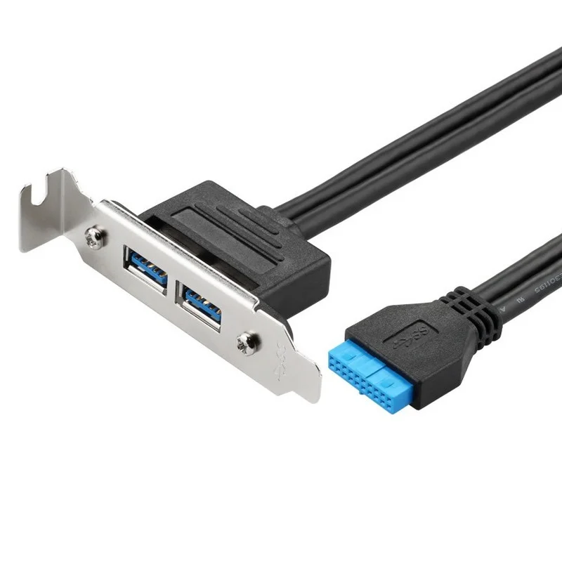 Portas Usb 3.0 Fêmea Painel Traseiro para Placa-mãe 20pin Encabeçamento Conector Adaptador de Cabo com Suporte de Placa Slot Pci 50cm 2 - Imagem 2