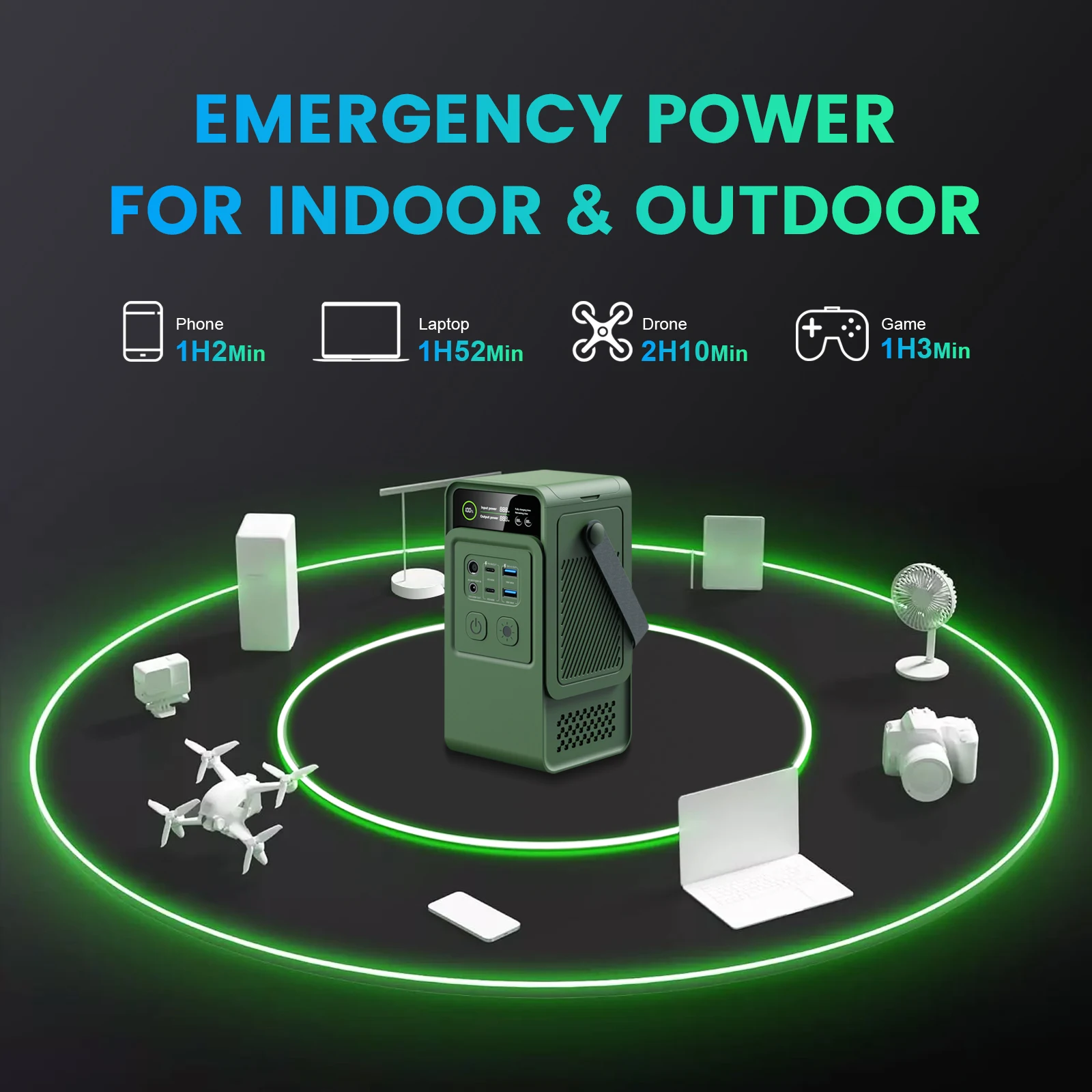 CTOLITY AP200 LED DC Solar 150W PC Portable Power Bank 192Wh 200W LiFePO4 3000+ Cycle PD3.1 140W Ultra Fast Charging 3