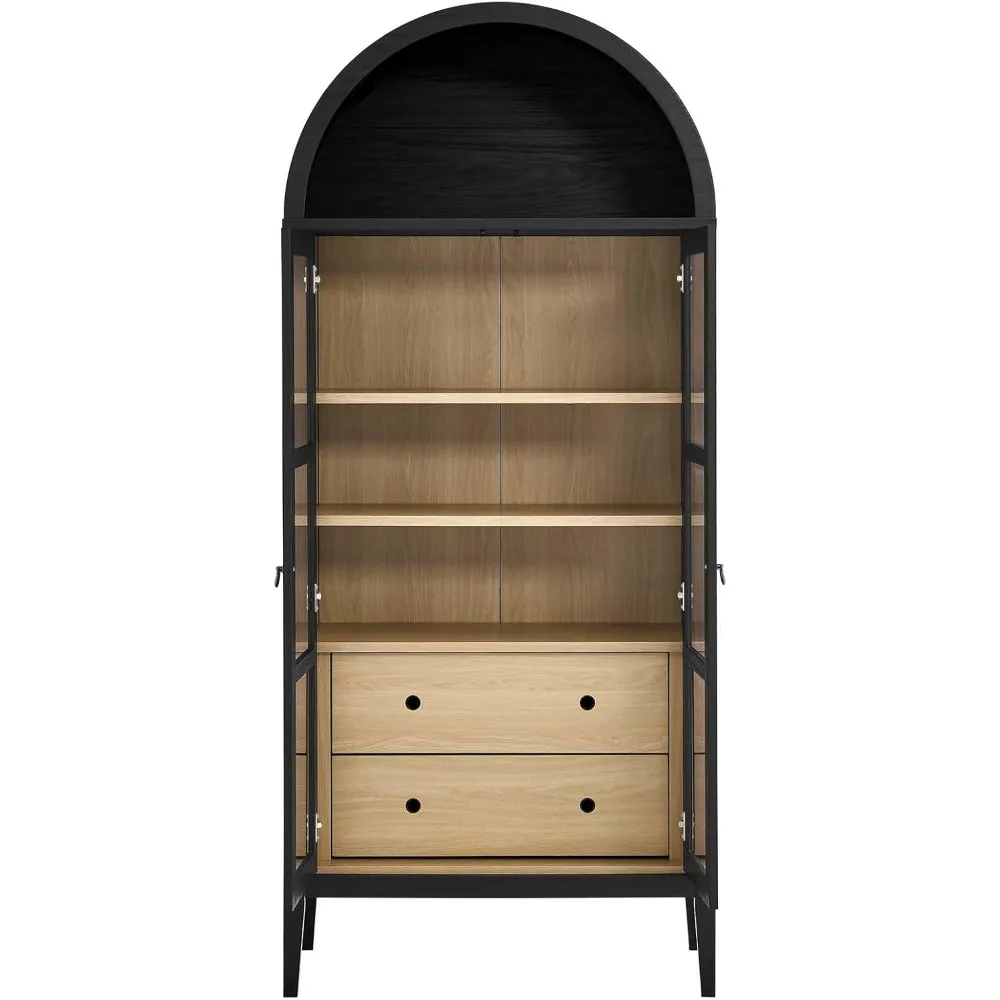 Nolan Tall Arched Storage Display Cabinet, Floor Standing Curio Bookshelf