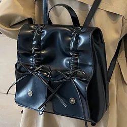 2024 New Sweet Bow Backpack with Small Fold Design Fashion Backpack Cross border Large Capacity Travel Handheld Small Backpack
