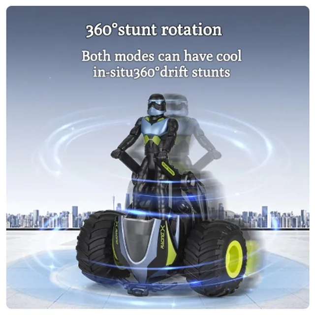 Free Shipping RC Car 2.4G Remote Control Motorcycle Two Forms 360°stunt Rotation Lighting Sound STAR CAVALRY Children's Toy Gift 3