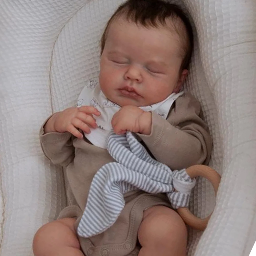 

19inch Bebe Reborn LouLou Boy Full body Silicone Vinyl Doll Newborn Baby Size 3D skin Visible Vein Rooted Hair Can Bathe