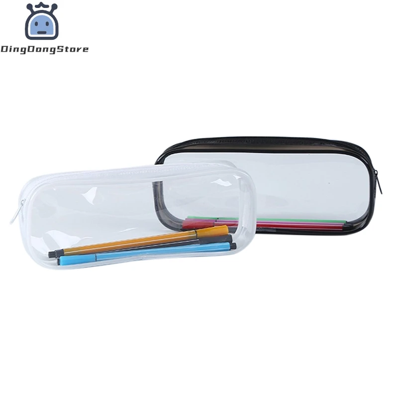 1Pc soft plastic transparent pencil case student Pvc clear pen bag office student supplies pencil cases
