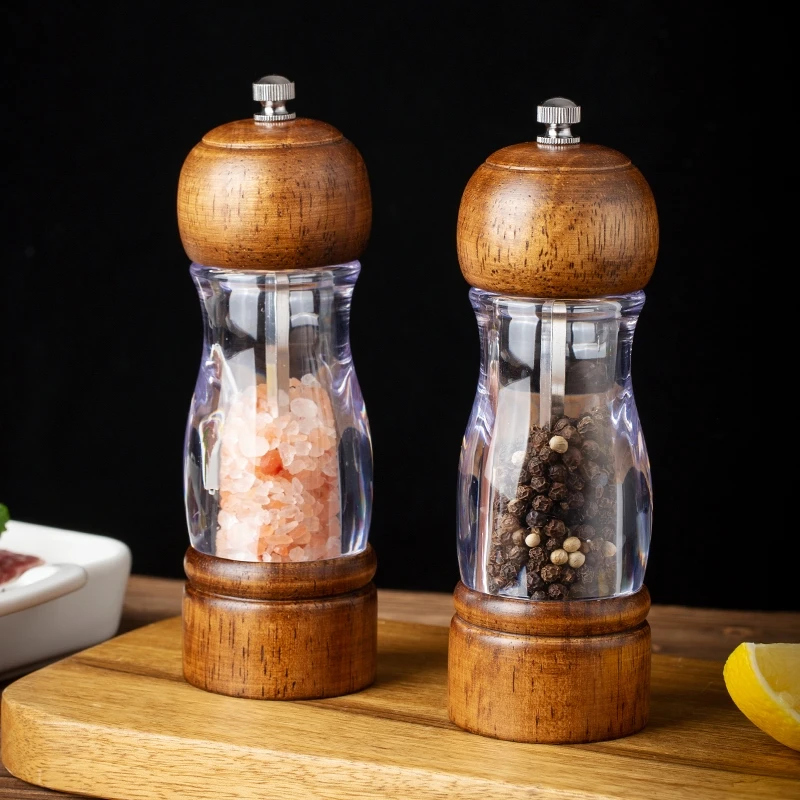 Wood Salt Pepper Mill Grinder Condiment Salt And Pepper Grinder Set