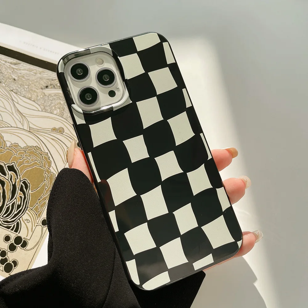 Luxury Lattice Checkerboard Soft Phone Case For iPhone 14 13 12 11 Pro Max Mini X XR 7 8 Plus XS
