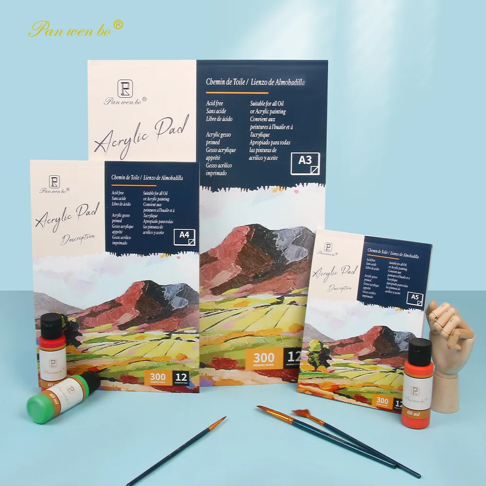 Acrylic Paints Pads, 12 Sheets 300gsm, Glue Bound, Acid-Free Painting Drawing Paper for Acrylic Art, Ink, Paint, Oil Pastels 2