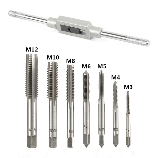 Clé à taraud réglable M1-M8 et 7 pièces M1.1-M2.5 vis à tarauder foret à