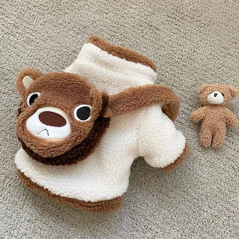 Pet Jacket Warm Dog Clothes Puppy Winter Clothes Pet Bear Backpack Cotton Coat Teddy Cold Jacket Cartoon Pullover Pet Two-legged