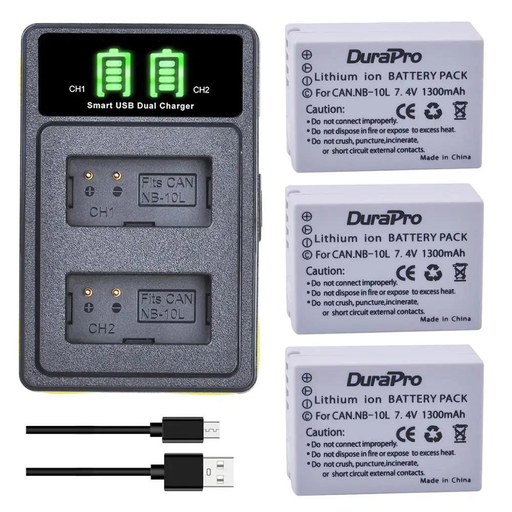 Durapro 1300Mah Nb-10L Nb10L Bateria Nb 10L Batteria + Caricabatterie Per Canon G1X G15 G16 Sx40Hs Sx50Hs Sx60Hs Sx40 Sx50 Sx60 Hs