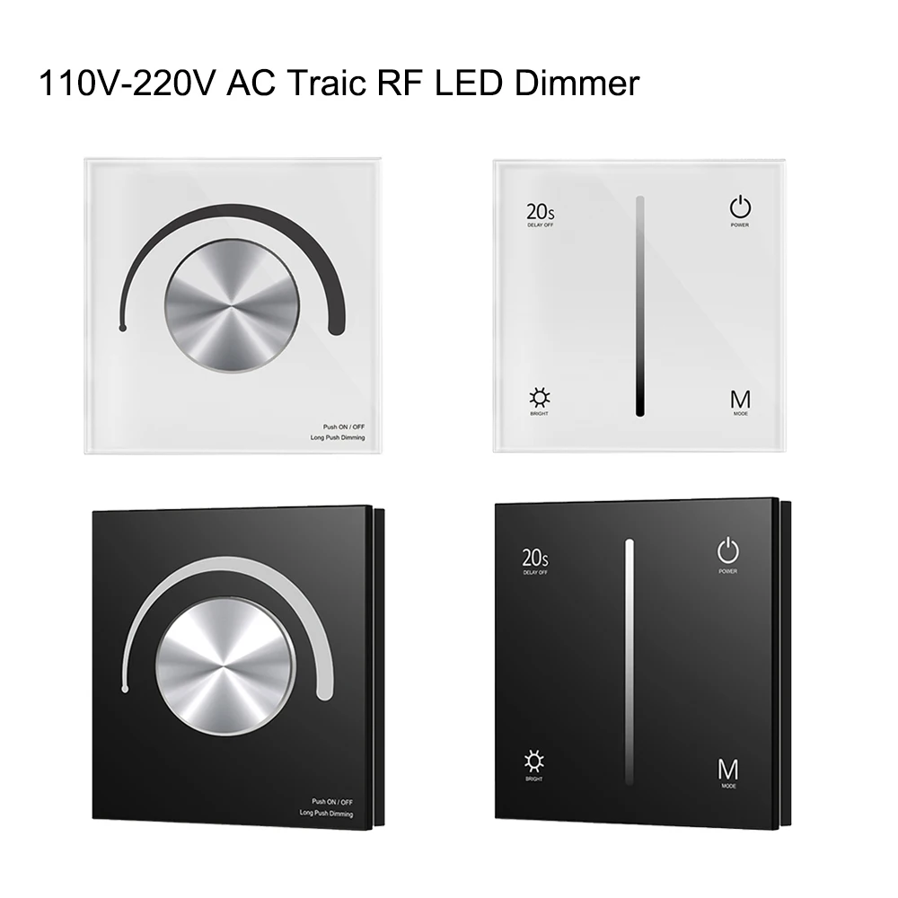 สวิตช์หรี่ไฟ LED แบบ Triac 110V 220V 230V 360W แผงกระจกแบบหมุน ควบคุมการหรี่ไฟด้วยระบบสัมผัส พร้อมรีโมท สำหรับหลอดไฟ LED สีเดียว 1