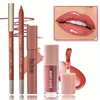 3pcs/Set Nude Matte Velvet Lip Makeup Lip Liner + Lipstick + Lip Oil Long-lasting Waterproof Matte Lipstick Matte Lip Kit 1