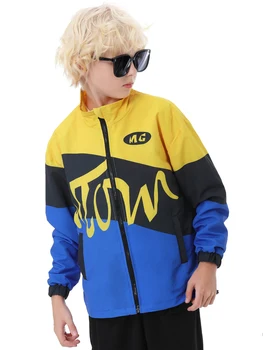 Children's hip hop suit set black yellow hooded children's street dance suit campus sports suit runway set for boys girls 1