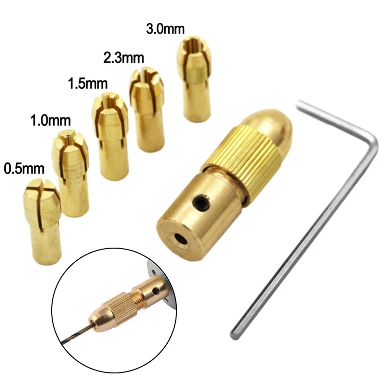 Brass Collet Mini Drill Chucks 7pcs/set for Electric Motor Shaft Drill Bit Tool Chuck Adapter 2.00/2.35/3.17/4.05/5.05mm