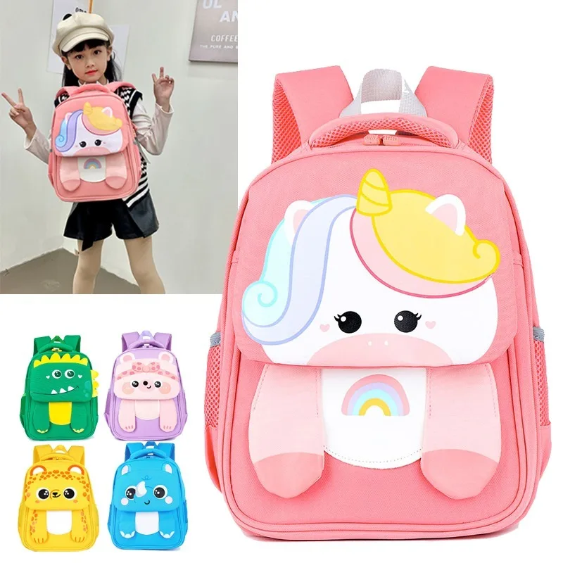 

Elementary School Schoolbag Cartoon Unicorn Girls Backpack Kindergarten Boy School Bag Waterproof Dinosaur 3D Kids Backpack