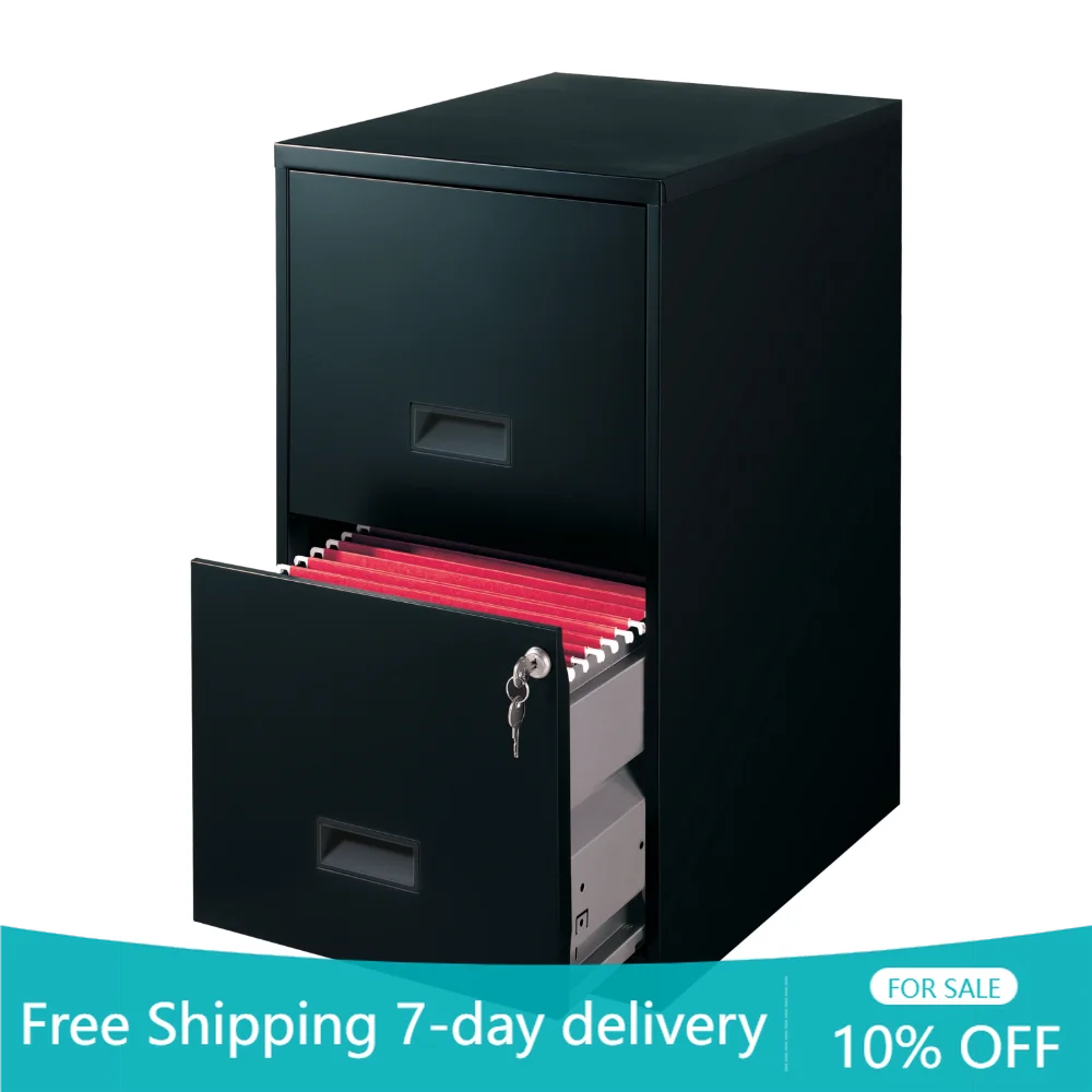 

18" Deep 2 Drawer Letter Width Vertical File Cabinet, Black Painted Steel Surface Is Non-porous and Easy To Clean