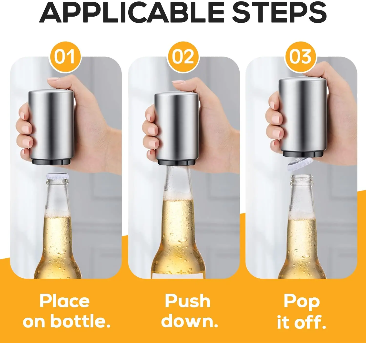 New 3 in 1 Multifunctional Bottle Opener for Drinks Set, Cans, Beer, etc. Bottle Opener to Protect Nails, Comes with A Portable Pendant, Restaurant