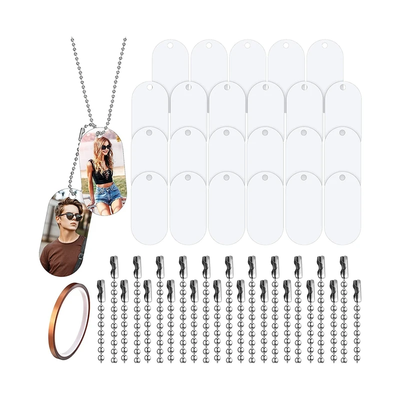 

45Pcs Sublimation Blank Dog Tag Aluminum White Sublimation Stamping Tag Pendants Double Sided Blank Stamping Metal Tags