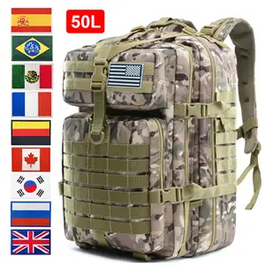 Mochila militar de 50l para hombre y mujer, bolsa táctica de gimnasio para  Crossfit, Fitness, impermeable, Molle Bug Out, senderismo al aire libre