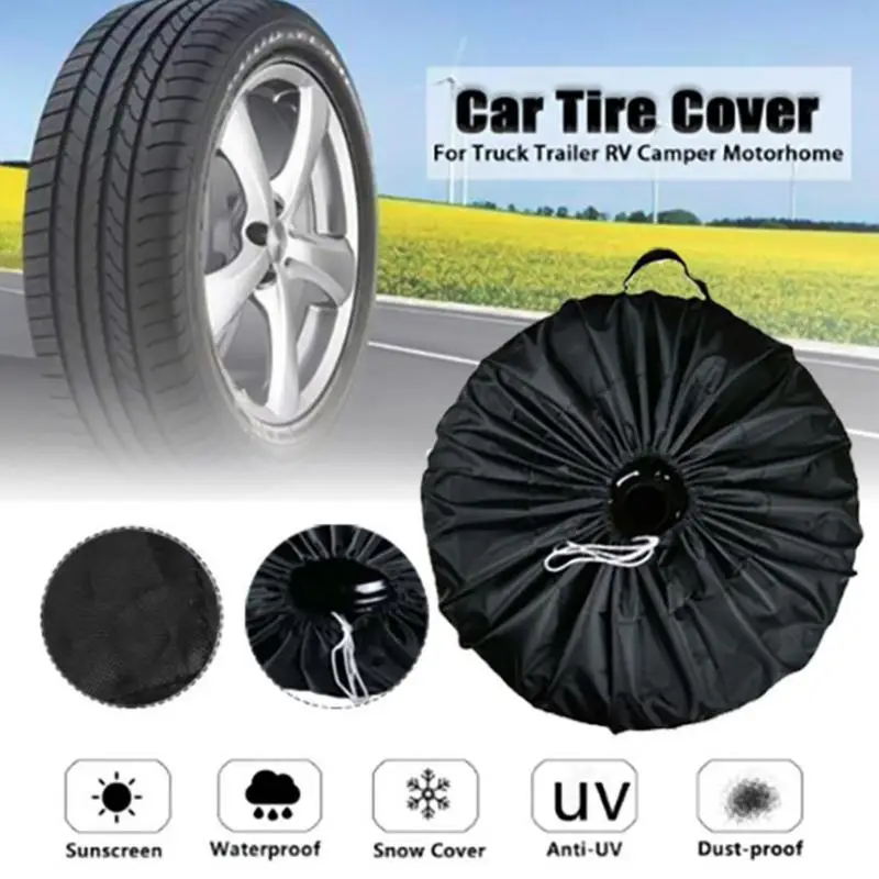 

Spare Tire Cover Universal Automotive Oxford Cloth Storage Bag With Handle Waterproof Wheel Protector Portable Tire Cover Case