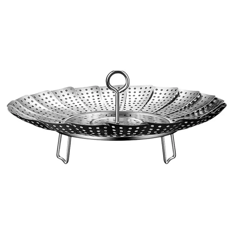 

Stainless Steel Lotus Steaming Tray Folding Food Steamer Expandable Caldron With Water Drainage Mesh Steamer Rack for kitchen