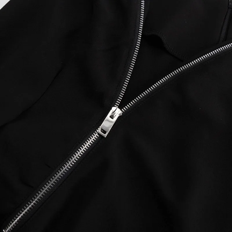 Vestido negro con cremallera y aberturas laterales para mujer, elegante y ajustado, estilo retro, para fiesta y noche.