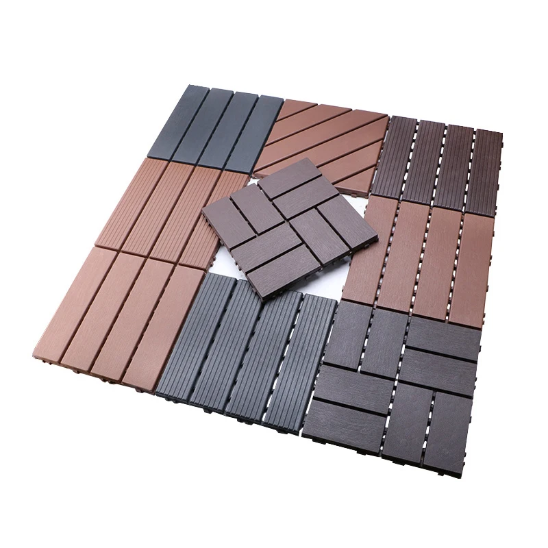 30x30cm Wooden Decking Tiles Hardwood Interlocking Patio Deck Tiles Composite Floor Covering For Garden Wood Flooring