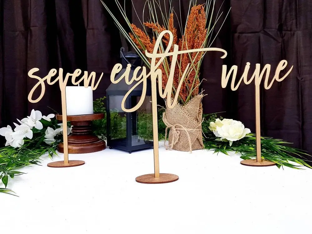 Numéros De Table En Bois 1 à 20 Avec Base - Décoration Mariage, Banquet Et Anniversaire