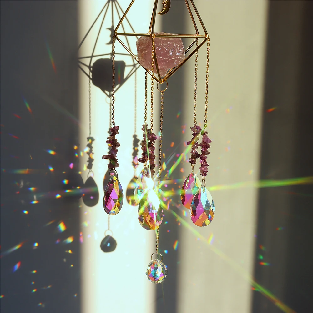 Crystal Suncatcher Sun Catchers Indoor Window Hanging Sun Catchers With  Crystals Light Catcher With Prisms And Agate Slices For Indoor Outdoor Home