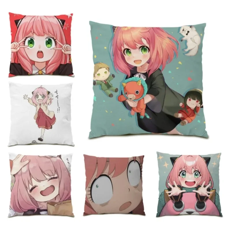 

SPYxFAMILY Pillowcase Anime Deluxe Print Geometric Kawaii Girl Cushion Cover Anya Forger Pillowcase Cartoon 45x45 cm Sofa E1615