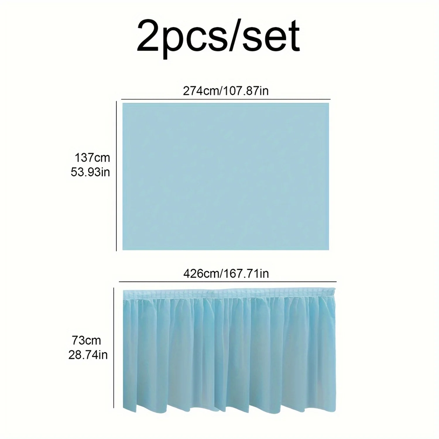 Disposable Solid Color Rectangular Tablecloth and Skirt Set
