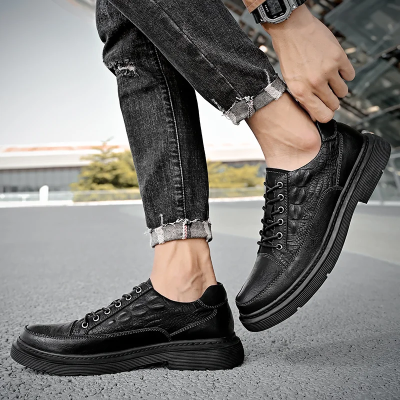 Scarpe casual in pelle da uomo Slip Comode in pelle Casual Trekking Walking Escursionismo leggero_voghion.com