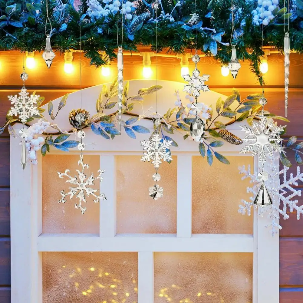 

Reusable Snowflake Pendant Sparkling Christmas Snowflake Decorations 16 Sun Catchers for Home Office Garden Reusable for Xmas