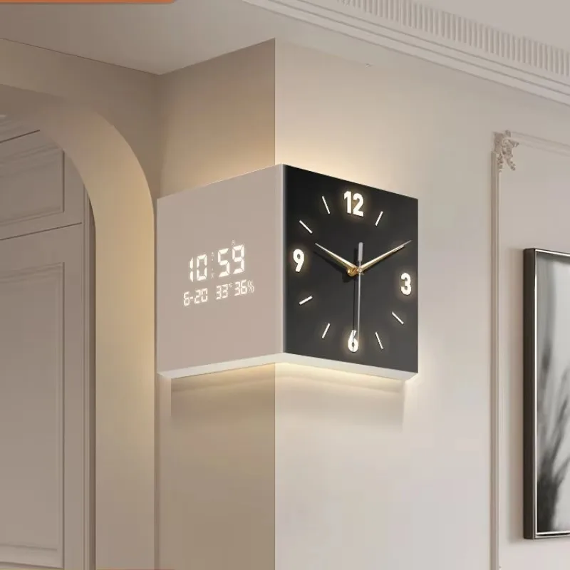 Luxury Creative Two-sided Living Room Wall Clock Modern Nordic Aesthetic Silent Corner Digital Wall Clocks Home Decoration 2