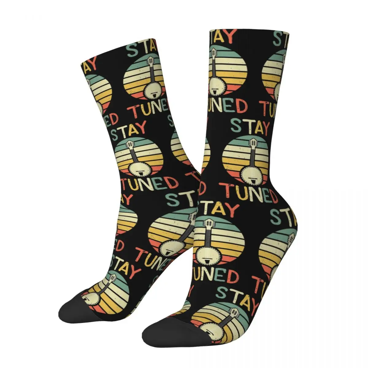 

Stay Tuned Retro Vintage Banjo Music Instrument Socks Harajuku Sweat Absorbing Stockings All Season Long Socks Accessories