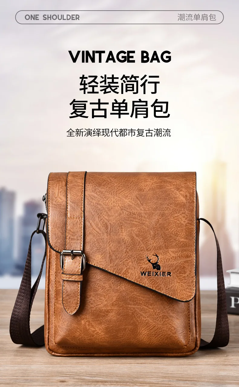 WEIXIER Men Crossbody Bag Shoulder Bags Vintage Men Handbags