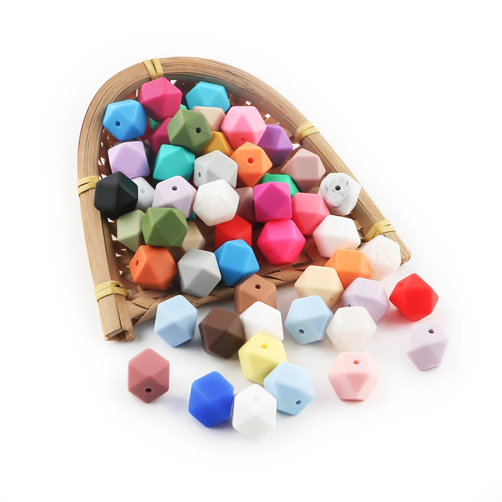 Silicon Beads 10Pcs 14mm Hexagon For Jewelry Making DIY Necklace Bracelets Keychain Handmade Accessories