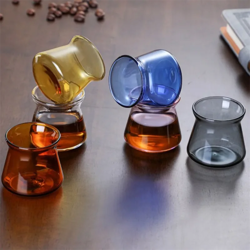 Description Picture 6 of item80ml Colorful Glass Coffee Mugs Catcher Cup Sniffing Mug Coffee Shot Cup Hand Brewed Glass Coffee Kettle Pot Coffeeware Tools