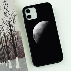 Moon Astronaut Cartoon Black Soft Silicone Phone Case Cover - iPhone 12 Pro (-5)