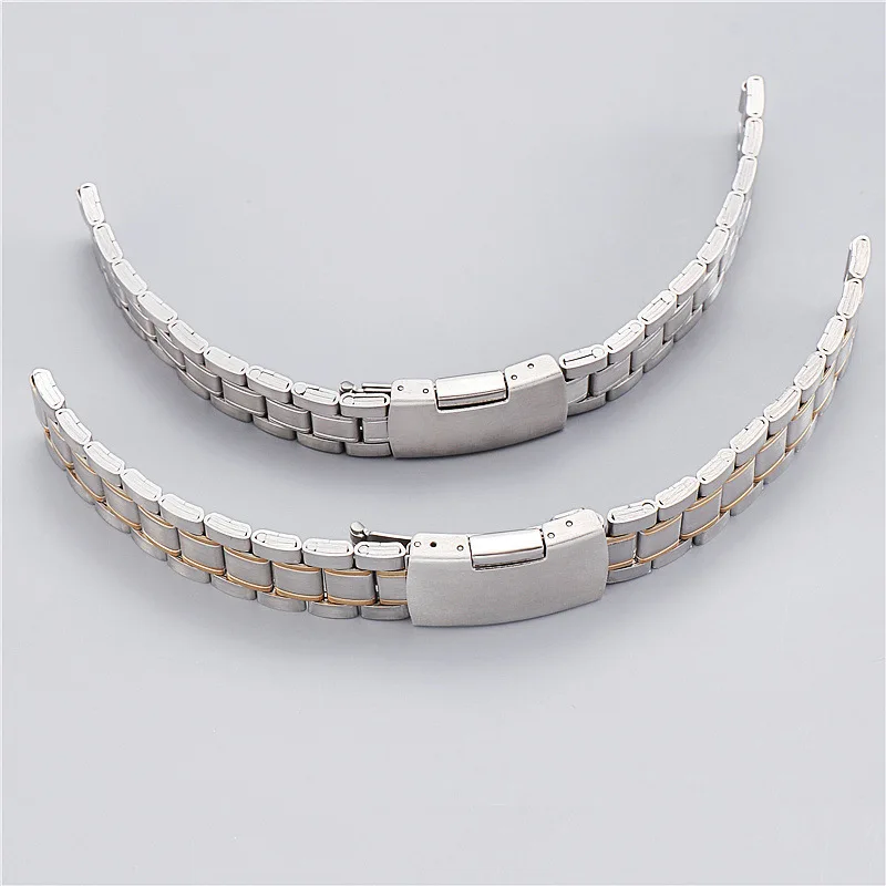 Sleek Stainless Steel Watch Band with No-Gap Curved Design