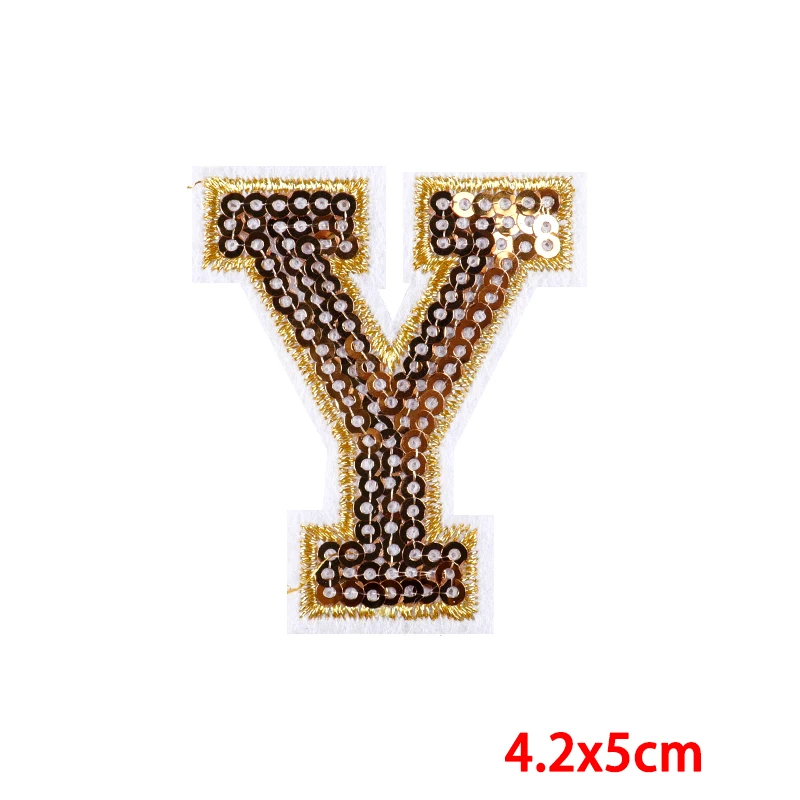 26 englisch Buchstaben Patch Goldenen brief stickerei Patch Brief Eisen Auf Patches Für Kleidung Gold Rand Chenille Patch Abzeichen DIY – Detail 27