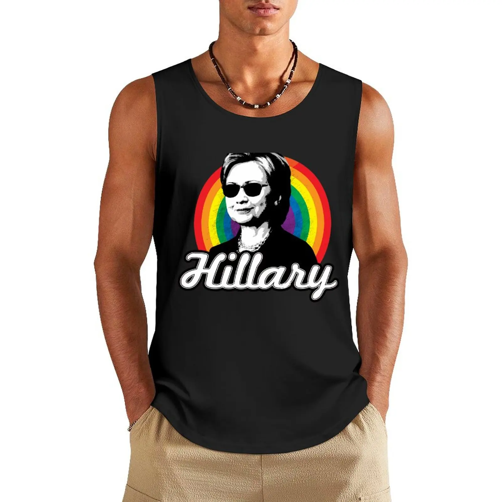

Rainbow Hillary Tank Top Men's vest t shirts gym clothes for man