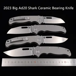 JUFULE Big Ad20 Shark SheepFoot Deep Carry Clip Gift Ceramic Bearing Titanium Handle Mark 3V Folding Camp Hunting EDC Tool Knife