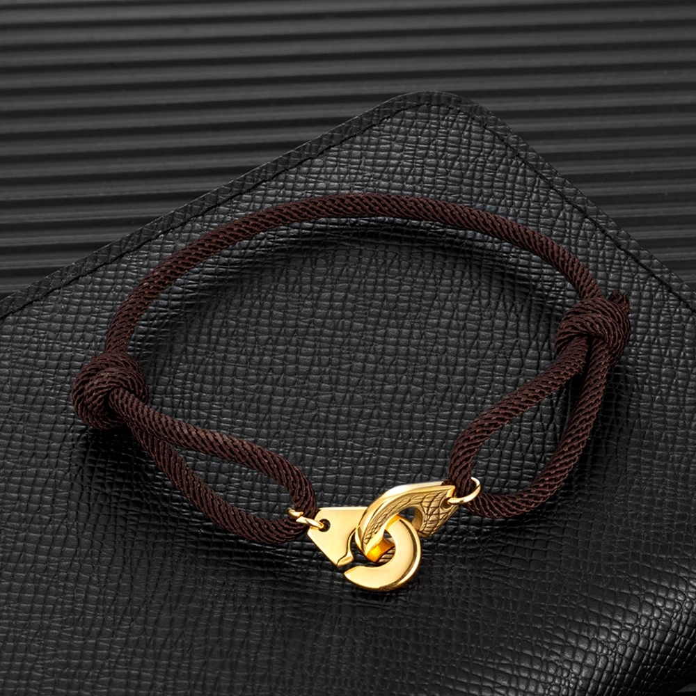 Rope handcuff bracelet for men trendy brown