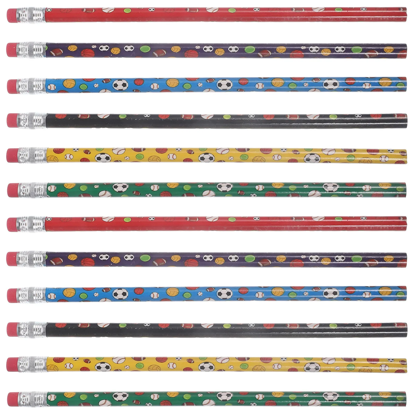 48Pcs 스포츠 축구 연필 쓰기용 지우개가 있는 나무 짧은 연필 스케치 사무실 드로잉 선물 용품