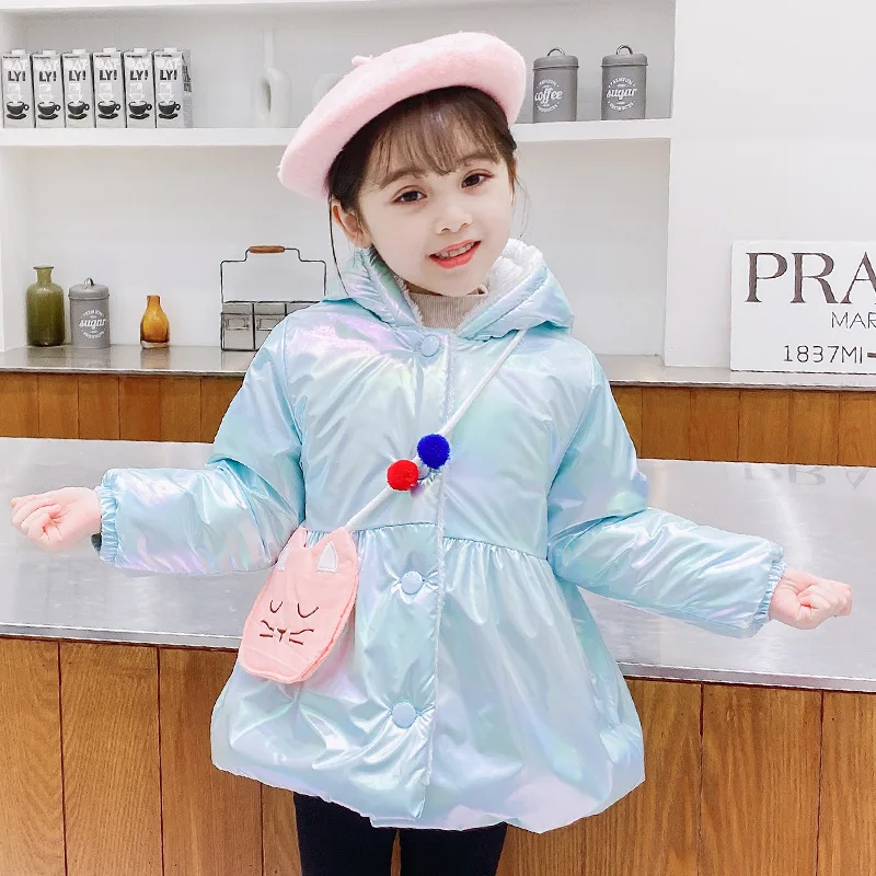 Baby Winter Cotton Coat Fleece Thickened Jacket For Girls Children's Overalls Warm Kids Snowsuit Clothes Shiny Toddler Costume