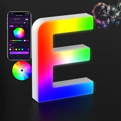 Illuminated Glitter Alphabet LED Light with Color - Changing and Music Sync Features (Light Letter E)