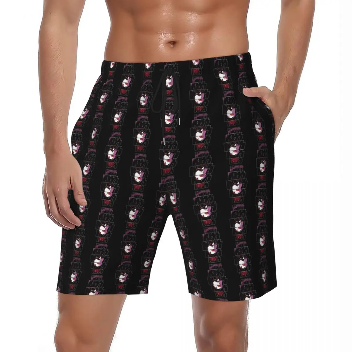 

Swimsuits Kiss Band Gym Shorts Summer The Starchild Kiss Logo Hawaii Board Short Pants Men Running Surf Fast Dry Swimming Trunks