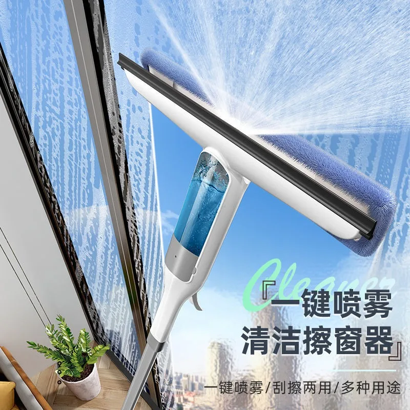 

Multifunctional Spray Mop Window Cleaner Glass Wiper with Silicone Scraper Shower Wiper Floor Cleaning Mop Window Washer