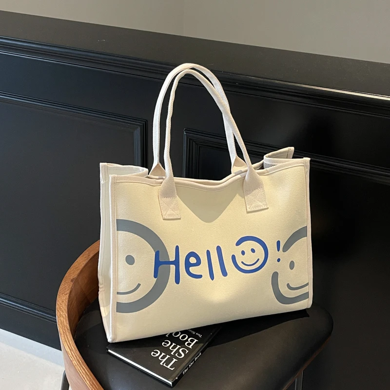 Leinwand Tasche Frauen Hohe Kapazität Tasche Mode Cartoon Handtasche Vielseitig Casual Reise Einzelnen Schulter Tote Einfache Einkaufstasche – Detail 21