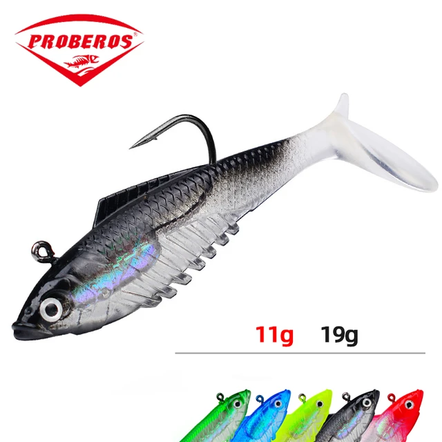 PRO BEROS 1Pcs T Tail Soft Lure Fishing Lure 11g 19g Jig Head Hook 3.2cm 3.5g  Fishing Hooks with Fishing Tackle Pesca - AliExpress